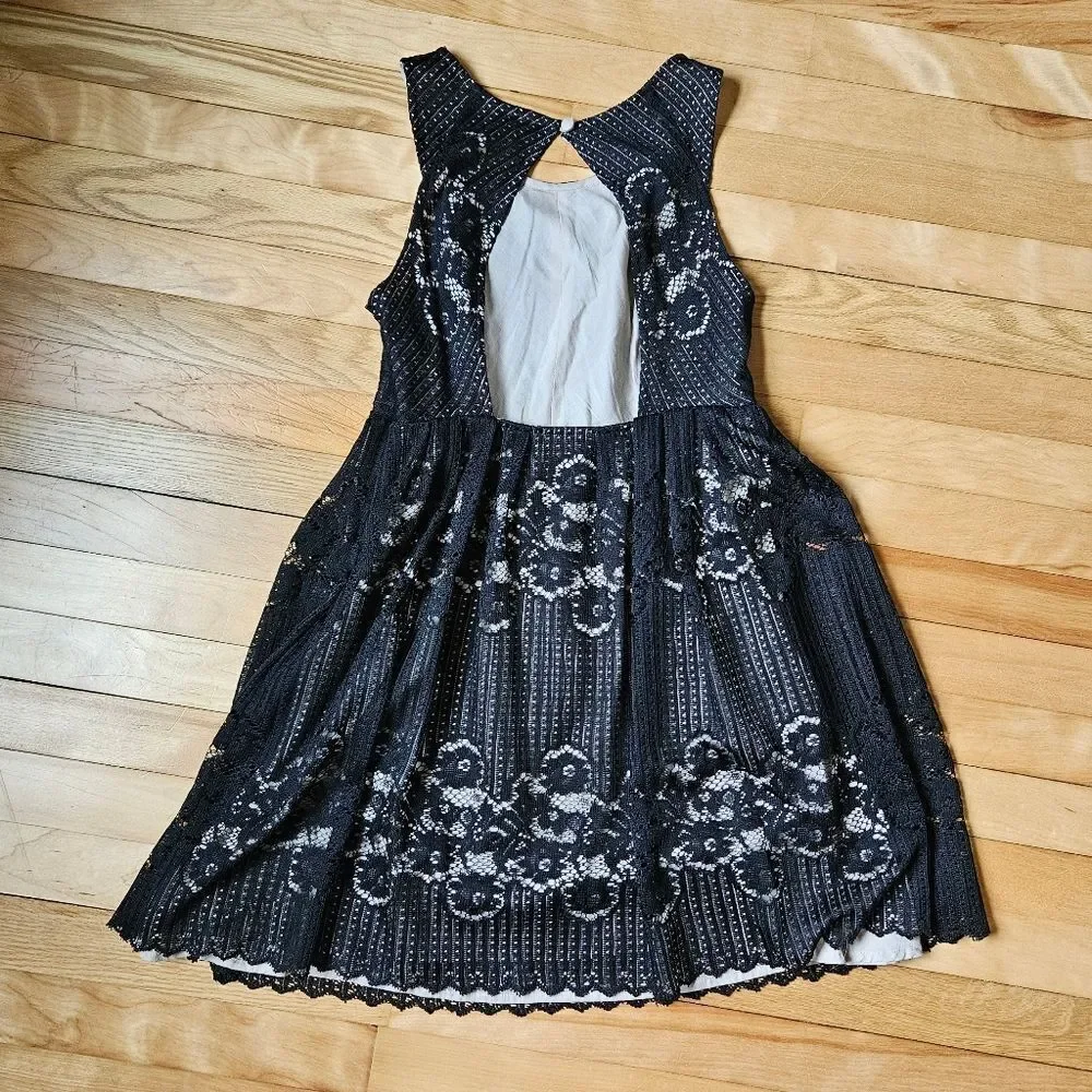 Free People Black Lace Overlay Dress